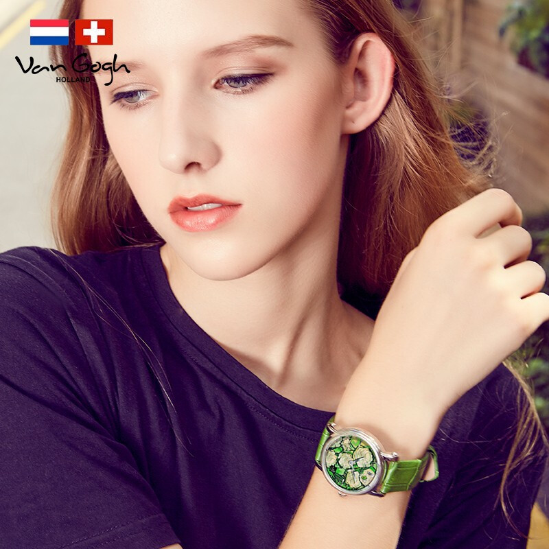 梵高（VanGogh）瑞士女士石英手表-玫瑰和甲虫Lady17